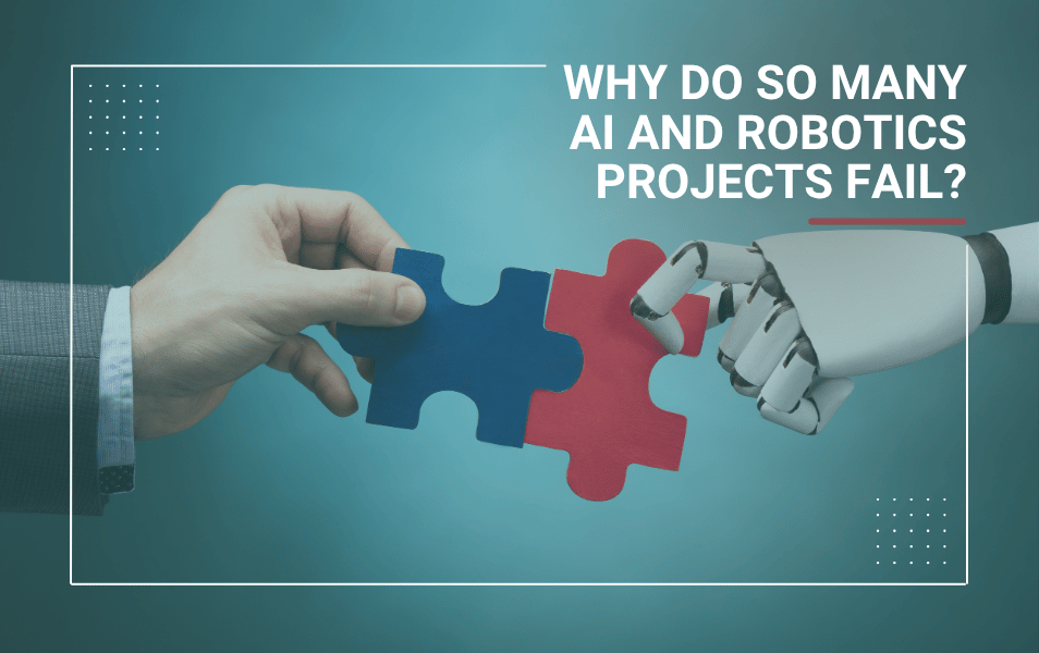 Robot hand meeting a human hand with puzzle pieces in the middle